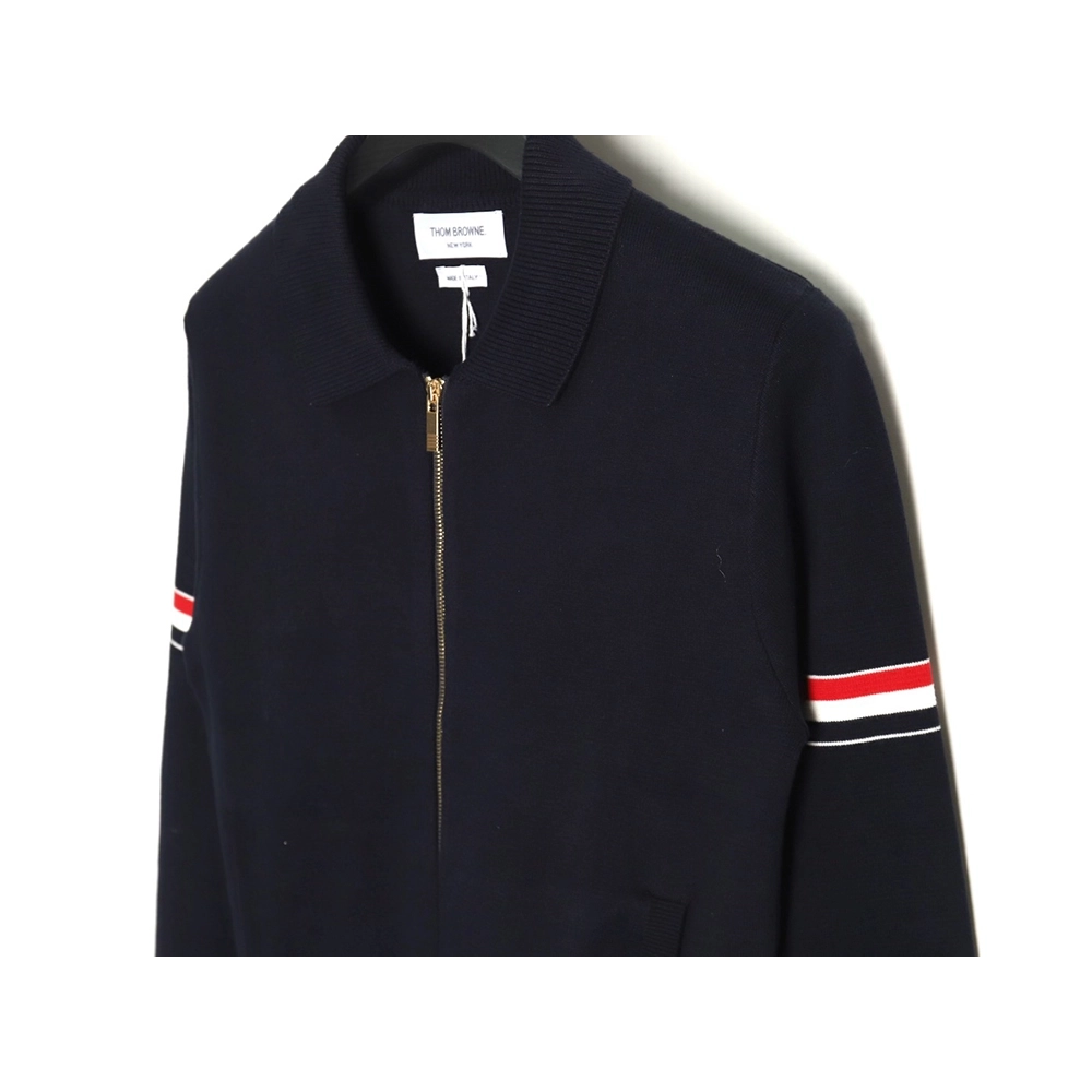 Thom Browne Zipup jacket with webbing sleeves TSK2,Thom Browne Jacket,Jacket,APPAREL