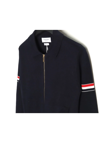 Thom Browne Zipup jacket with webbing sleeves TSK2,Thom Browne Jacket,Jacket,APPAREL