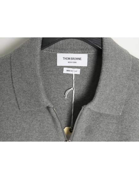 Thom Browne Zipup jacket with webbing sleeves TSK1,Thom Browne Jacket,Jacket,APPAREL