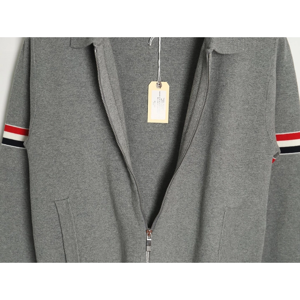 Thom Browne Zipup jacket with webbing sleeves TSK1,Thom Browne Jacket,Jacket,APPAREL