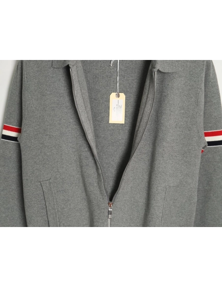 Thom Browne Zipup jacket with webbing sleeves TSK1,Thom Browne Jacket,Jacket,APPAREL