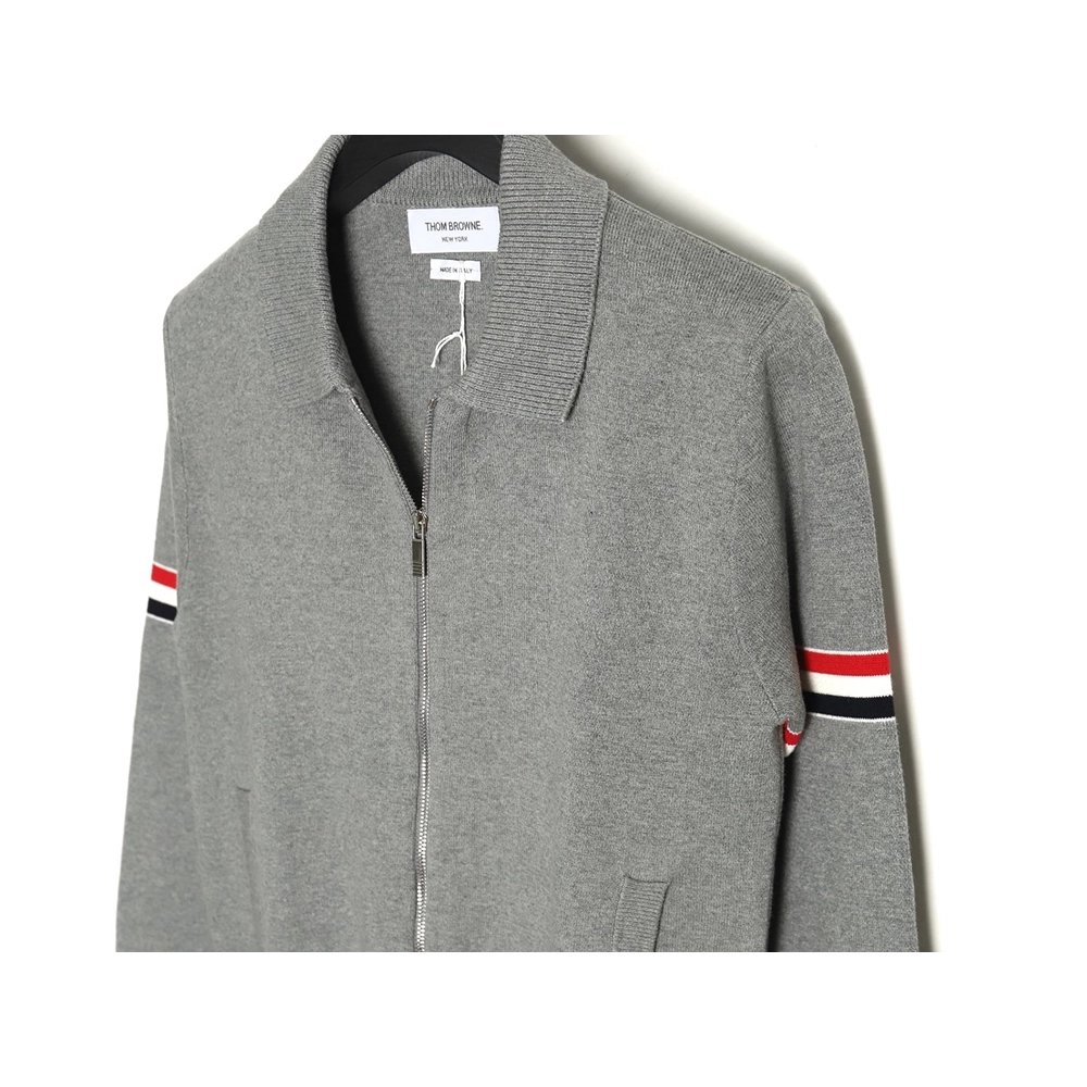 Thom Browne Zipup jacket with webbing sleeves TSK1,Thom Browne Jacket,Jacket,APPAREL