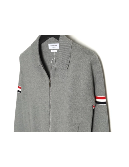 Thom Browne Zipup jacket with webbing sleeves TSK1,Thom Browne Jacket,Jacket,APPAREL