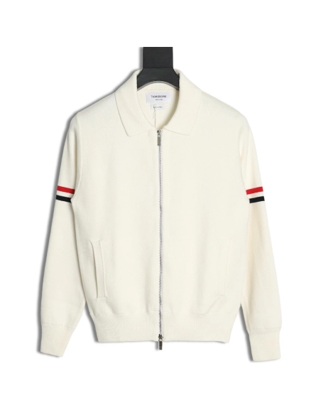 Thom Browne Zipup jacket with webbing sleeves,Thom Browne Jacket,Jacket,APPAREL