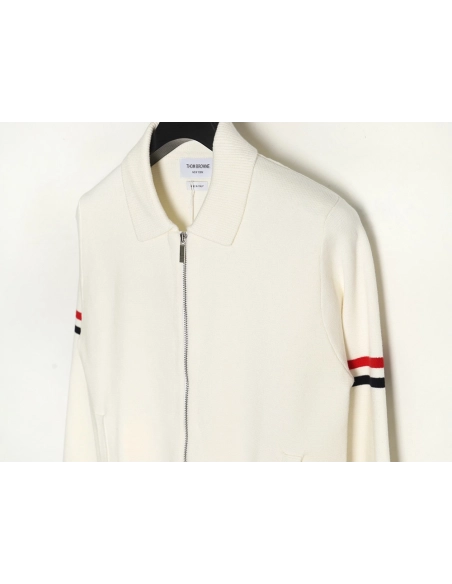 Thom Browne Zipup jacket with webbing sleeves,Thom Browne Jacket,Jacket,APPAREL
