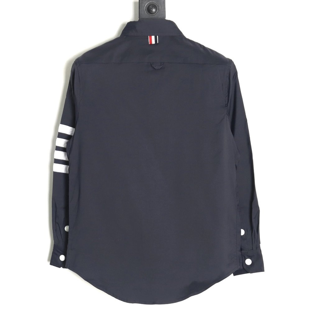 Thom Browne Nylon White Four Stripe Shirt Jacket TSK1,Thom Browne Jacket,Jacket,APPAREL