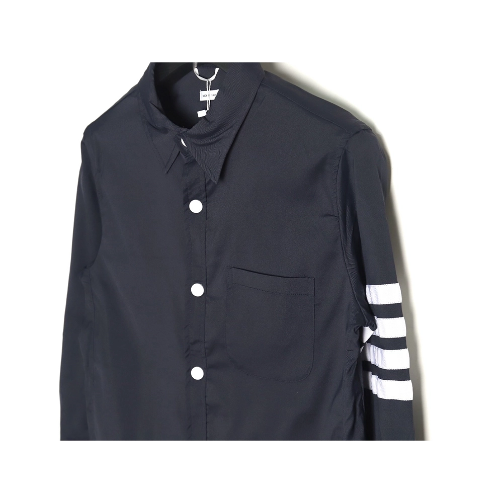 Thom Browne Nylon White Four Stripe Shirt Jacket TSK1,Thom Browne Jacket,Jacket,APPAREL