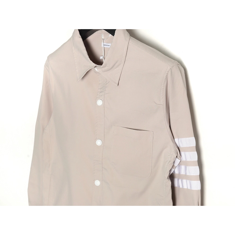 Thom Browne Nylon White Four Stripe Shirt Jacket,Thom Browne Jacket,Jacket,APPAREL