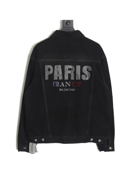 Balenciaga PARIS diamondcovered denim jacket,Balenciaga Jacket,Jacket,APPAREL