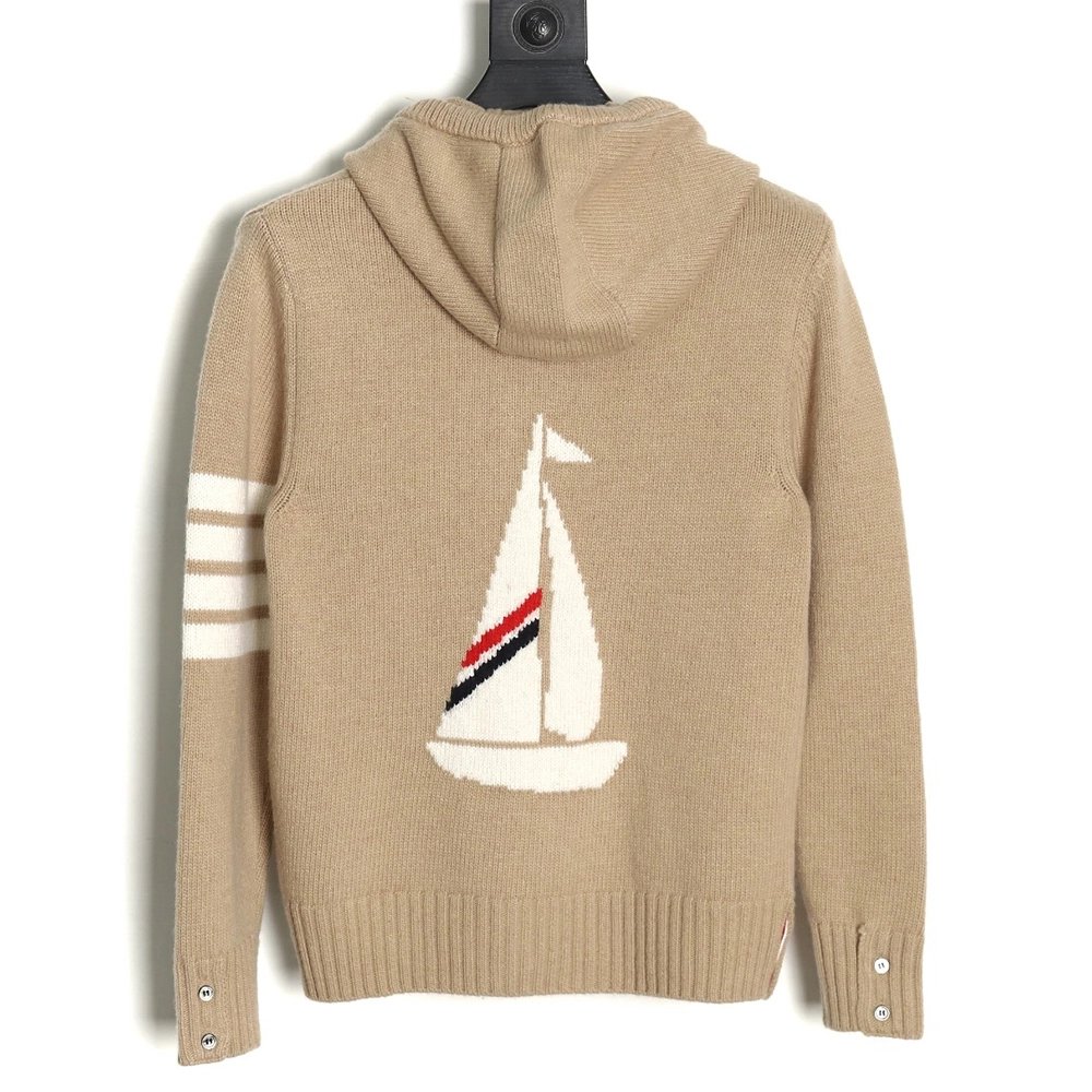 Thom Browne Sailboat Australian Wool Hooded Jacket,Thom Browne Jacket,Jacket,APPAREL