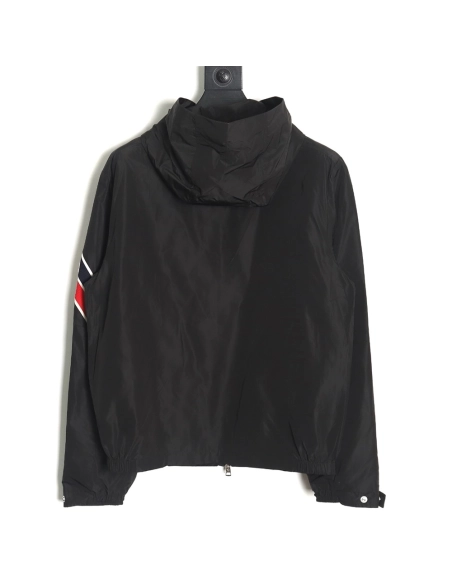 Moncler Tricolor Trim Sleeve Striped Hooded Jacket TSK1,Moncler Jacket,Jacket,APPAREL