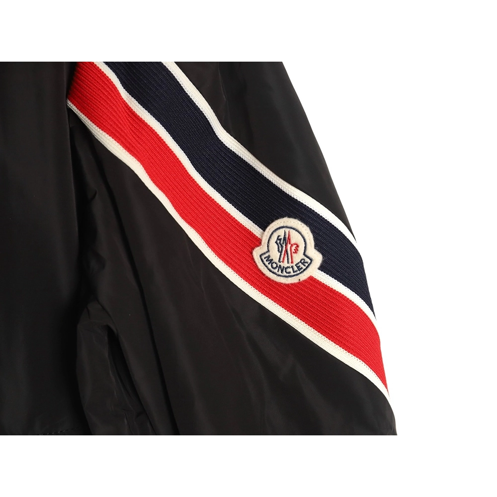 Moncler Tricolor Trim Sleeve Striped Hooded Jacket TSK1,Moncler Jacket,Jacket,APPAREL