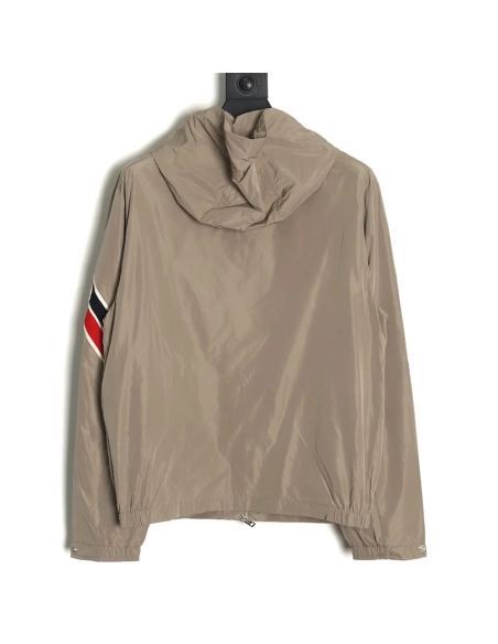 Moncler Tricolor Trim Sleeve Striped Hooded Jacket,Moncler Jacket,Jacket,APPAREL