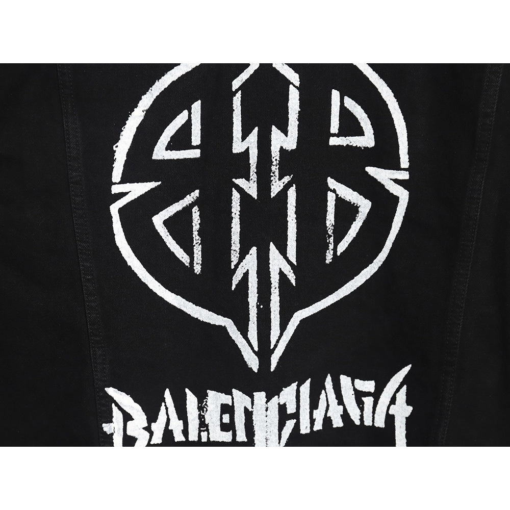 Balenciaga Double BB print denim jacket on back,Balenciaga Jacket,Jacket,APPAREL
