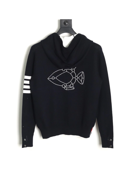 Thom Browne Submarine Knit Hooded Jacket TSK1,Thom Browne Jacket,Jacket,APPAREL