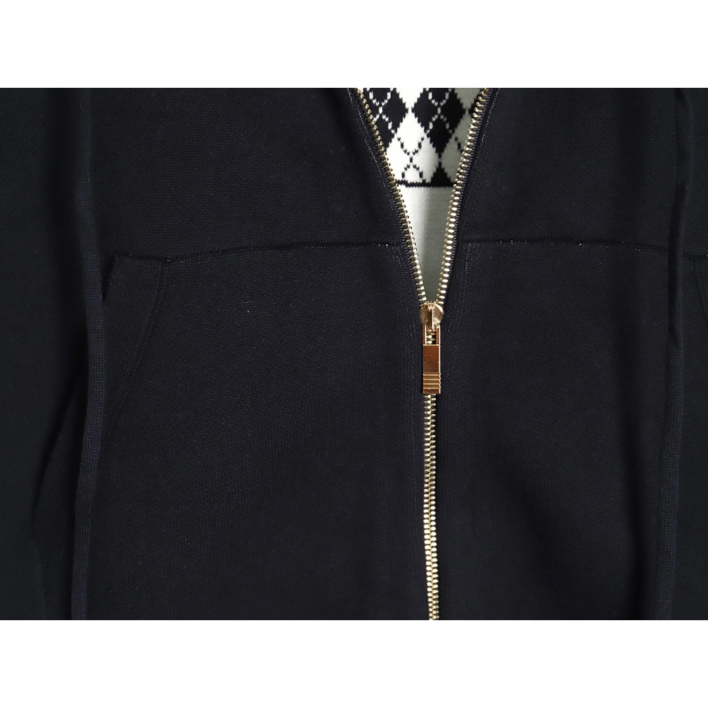 Thom Browne Diamond Dachshund Hooded Knitted Jacket TSK1,Thom Browne Jacket,Jacket,APPAREL