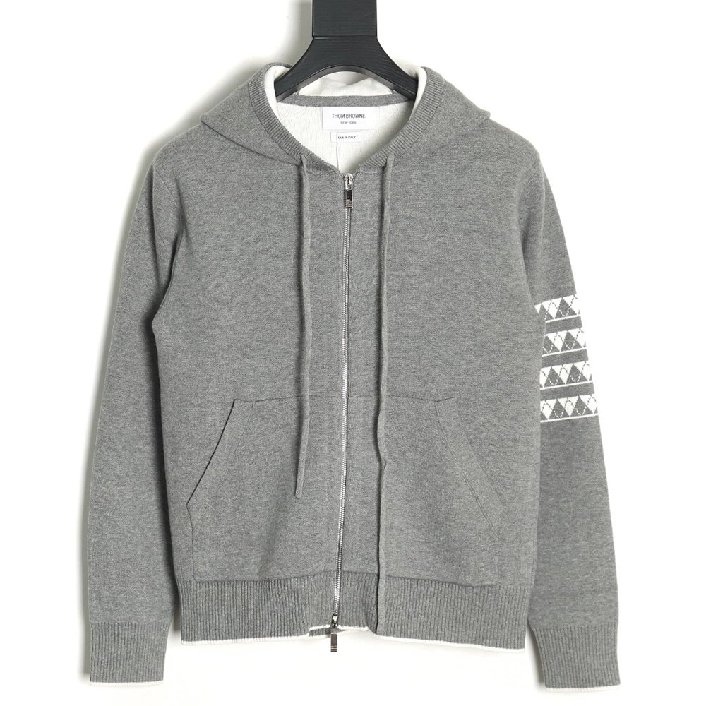 Thom Browne Diamond Dachshund Hooded Knitted Jacket,Thom Browne Jacket,Jacket,APPAREL
