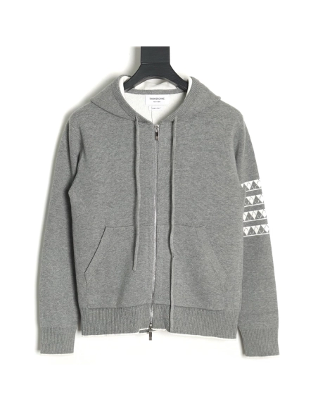 Thom Browne Diamond Dachshund Hooded Knitted Jacket,Thom Browne Jacket,Jacket,APPAREL