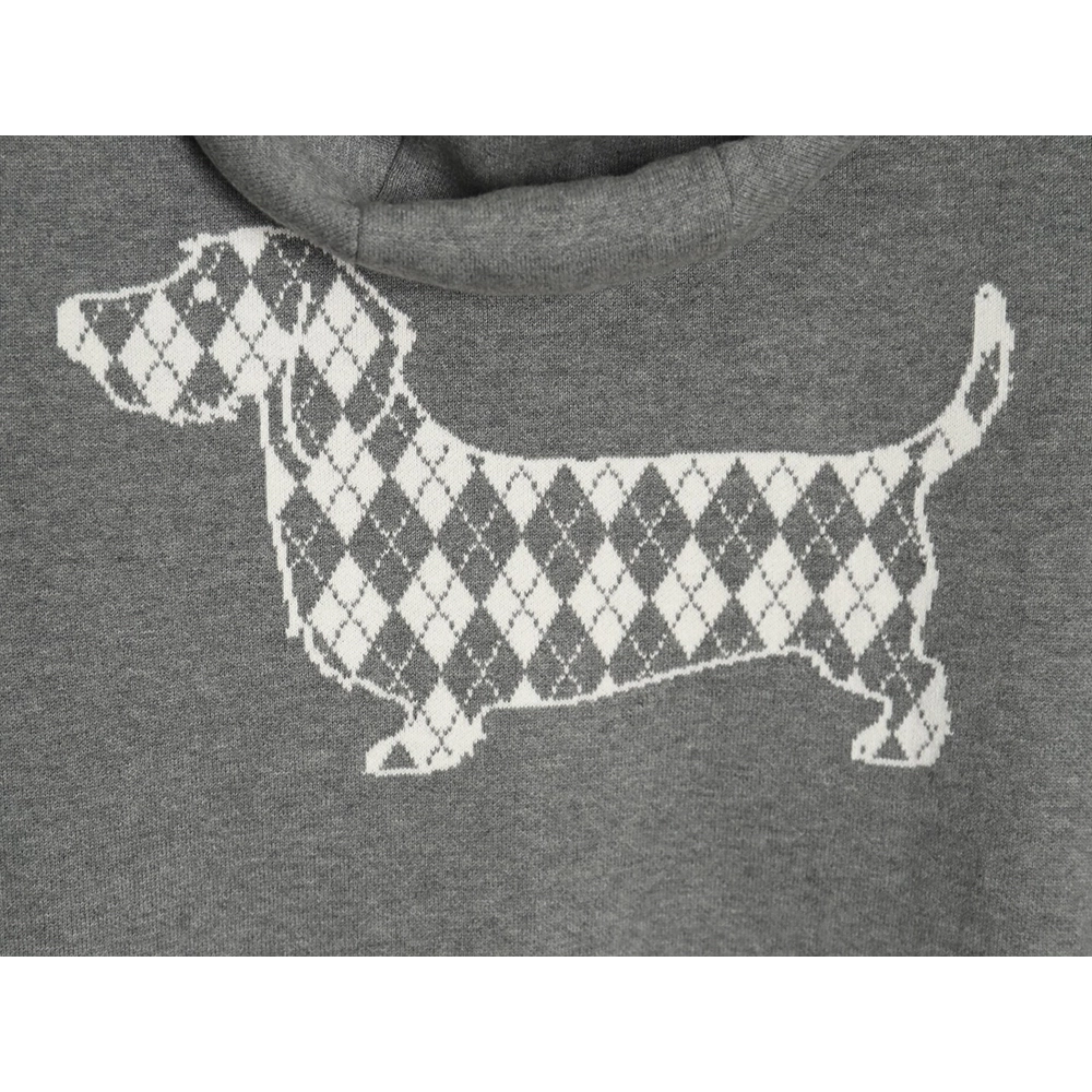 Thom Browne Diamond Dachshund Hooded Knitted Jacket,Thom Browne Jacket,Jacket,APPAREL
