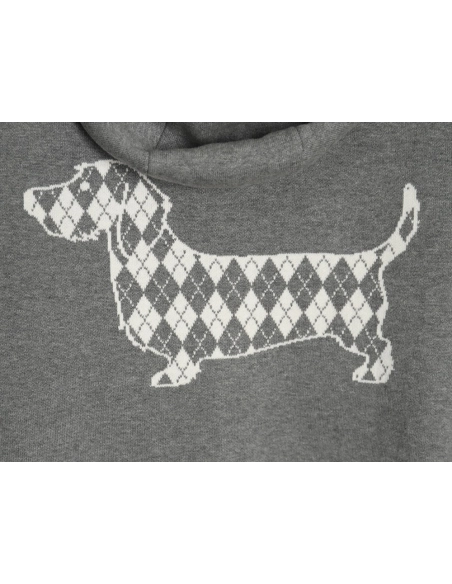 Thom Browne Diamond Dachshund Hooded Knitted Jacket,Thom Browne Jacket,Jacket,APPAREL