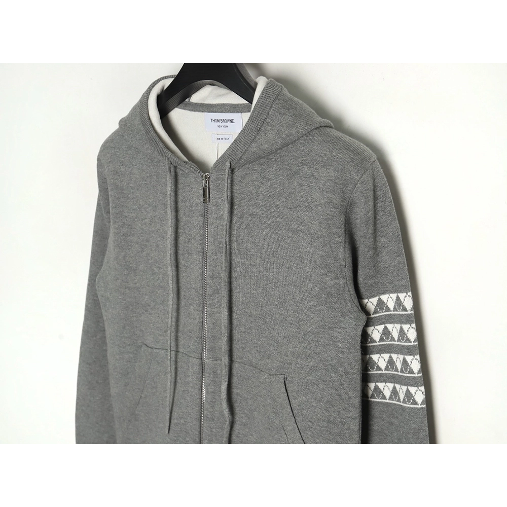 Thom Browne Diamond Dachshund Hooded Knitted Jacket,Thom Browne Jacket,Jacket,APPAREL