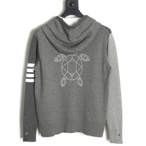 Thom Browne Golden Turtle Knitted Hooded Jacket,Thom Browne Jacket,Jacket,APPAREL