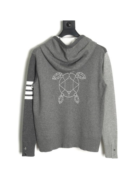 Thom Browne Golden Turtle Knitted Hooded Jacket,Thom Browne Jacket,Jacket,APPAREL