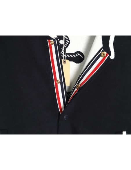 Thom Browne Anchor Baseball Jacket TSK1,Thom Browne Jacket,Jacket,APPAREL