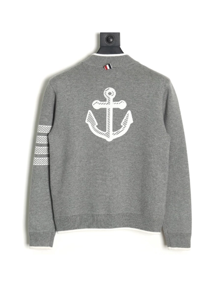 Thom Browne Anchor Baseball Jacket,Thom Browne Jacket,Jacket,APPAREL