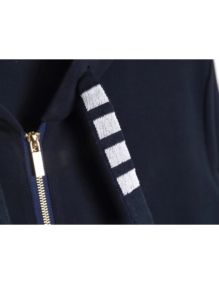 Thom Browne yarndyed drawstring zipper jacket TSK3,Thom Browne Jacket,Jacket,APPAREL