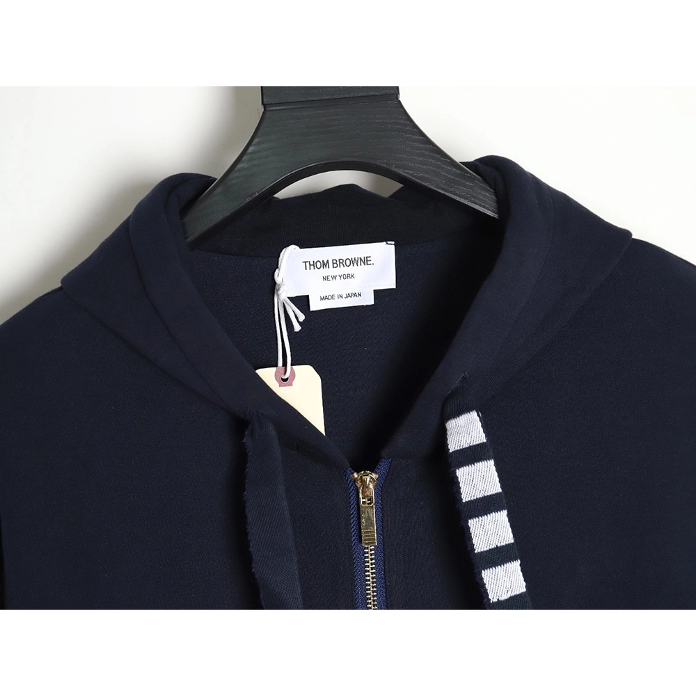 Thom Browne yarndyed drawstring zipper jacket TSK3,Thom Browne Jacket,Jacket,APPAREL