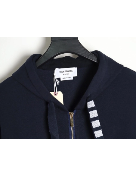 Thom Browne yarndyed drawstring zipper jacket TSK3,Thom Browne Jacket,Jacket,APPAREL