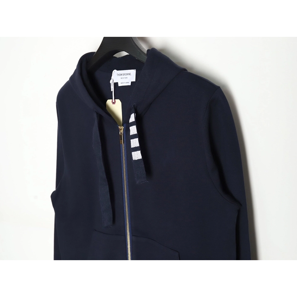 Thom Browne yarndyed drawstring zipper jacket TSK3,Thom Browne Jacket,Jacket,APPAREL