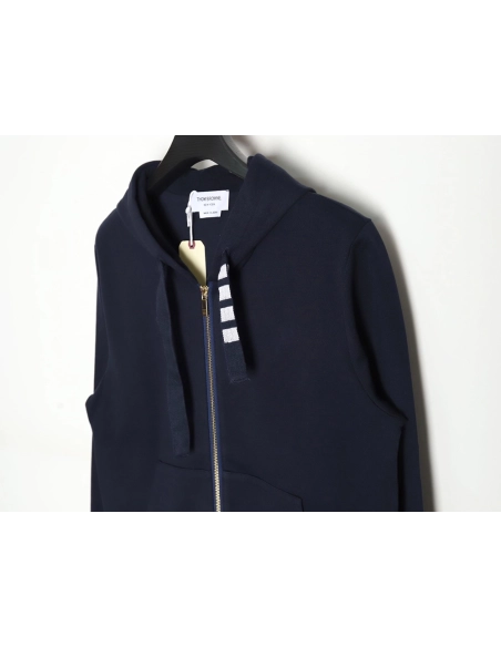 Thom Browne yarndyed drawstring zipper jacket TSK3,Thom Browne Jacket,Jacket,APPAREL