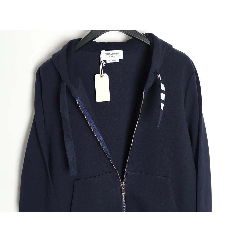 Thom Browne yarndyed drawstring zipper jacket TSK3,Thom Browne Jacket,Jacket,APPAREL
