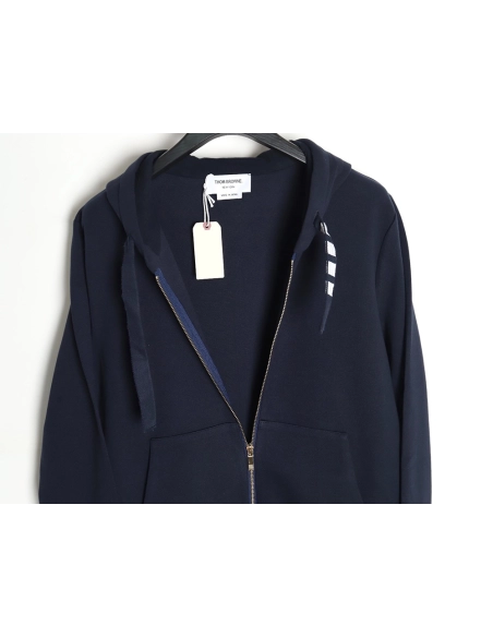 Thom Browne yarndyed drawstring zipper jacket TSK3,Thom Browne Jacket,Jacket,APPAREL