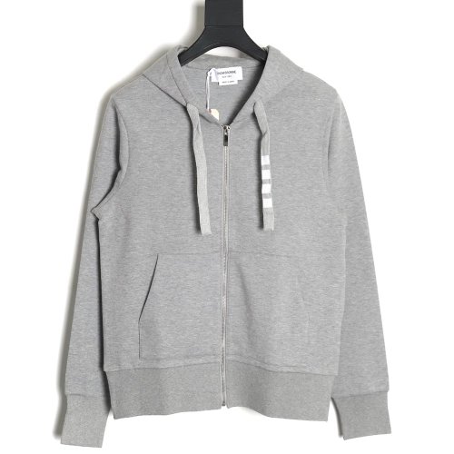 Thom Browne yarndyed drawstring zipper jacket TSK2,Thom Browne Jacket,Jacket,APPAREL