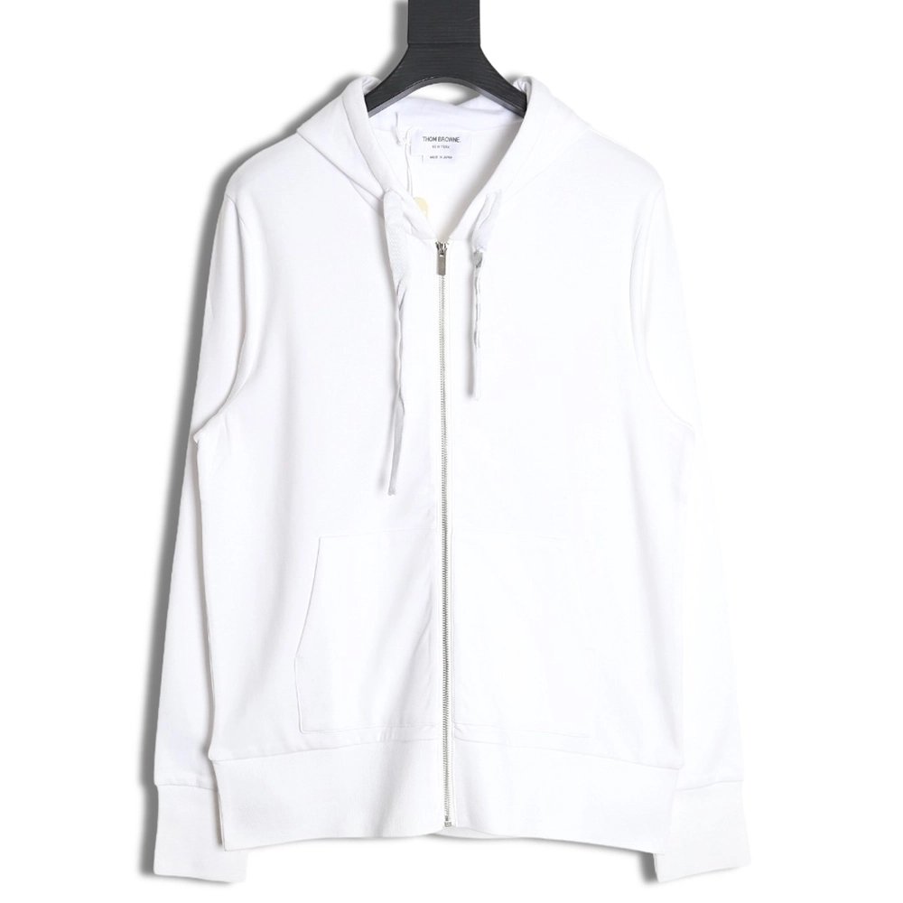 Thom Browne yarndyed drawstring zipper jacket TSK1,Thom Browne Jacket,Jacket,APPAREL