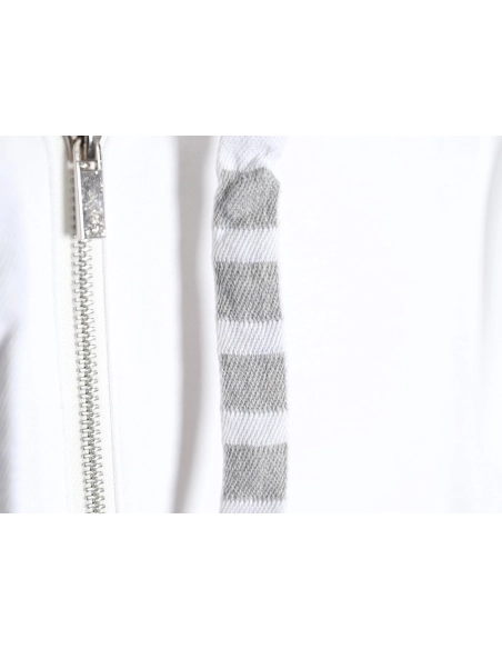 Thom Browne yarndyed drawstring zipper jacket TSK1,Thom Browne Jacket,Jacket,APPAREL