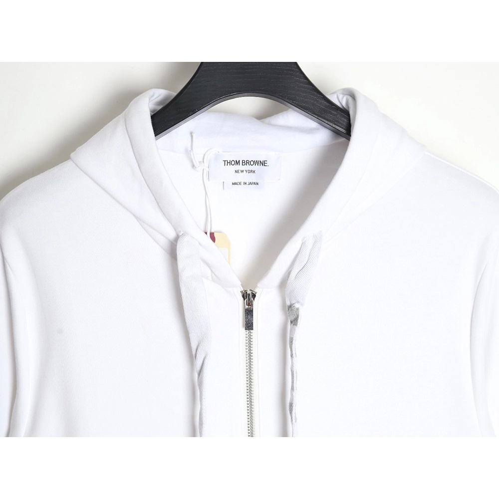 Thom Browne yarndyed drawstring zipper jacket TSK1,Thom Browne Jacket,Jacket,APPAREL