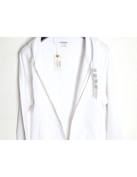 Thom Browne yarndyed drawstring zipper jacket TSK1,Thom Browne Jacket,Jacket,APPAREL
