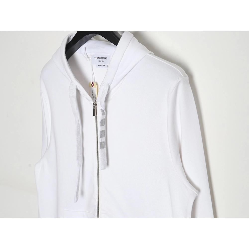 Thom Browne yarndyed drawstring zipper jacket TSK1,Thom Browne Jacket,Jacket,APPAREL