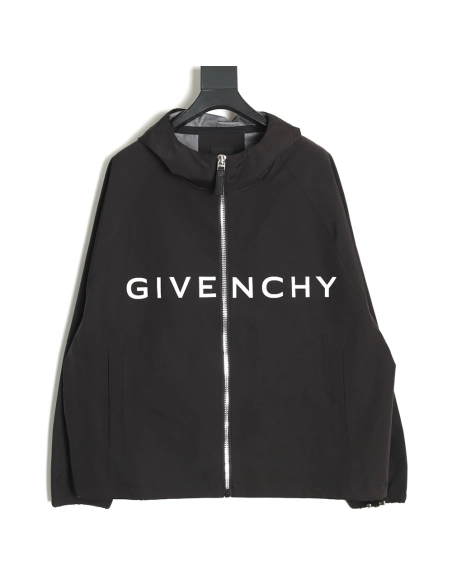 Givenchy Logo Zipup Hooded Jacket TSK1,Givenchy Jacket,Jacket,APPAREL