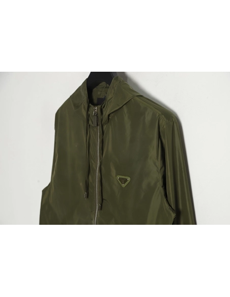 PRADA PRD 23SS nylon triangle logo hooded light jacket jacket,Prada Jacket,Jacket,APPAREL