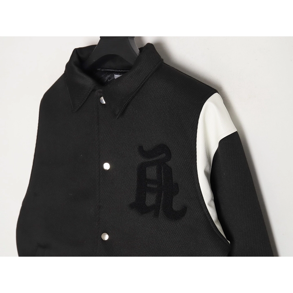Askyurself scroll embroidered panel baseball jacket,ASKYURSELF Jacket,Jacket,APPAREL