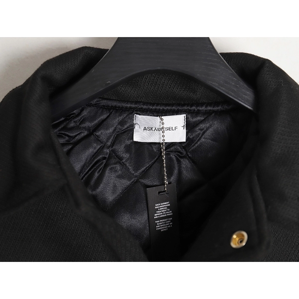 Askyurself scroll embroidered panel baseball jacket,ASKYURSELF Jacket,Jacket,APPAREL