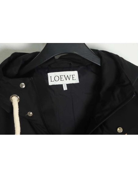 Loewe 22Fw leather label hooded midlength down jacket_CM_1,Loewe Jacket,Jacket,APPAREL