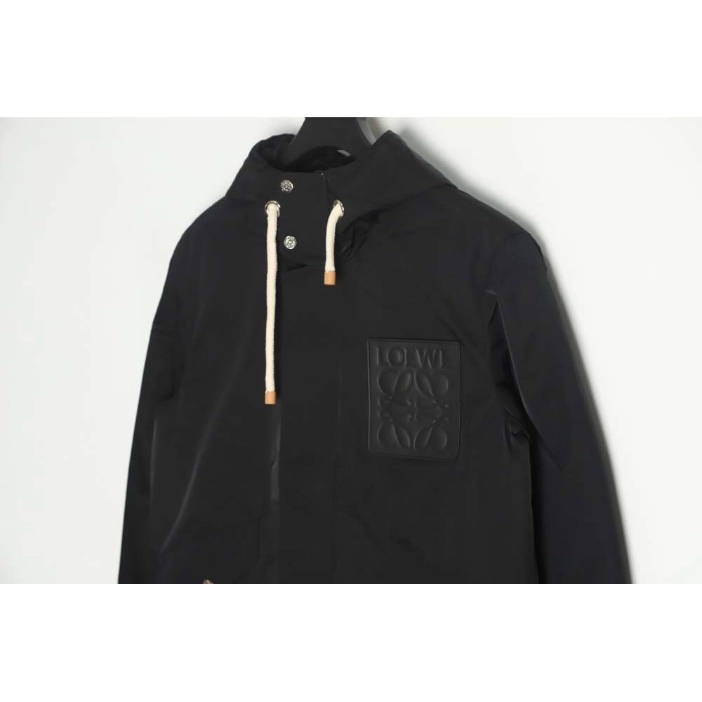 Loewe 22Fw leather label hooded midlength down jacket_CM_1,Loewe Jacket,Jacket,APPAREL