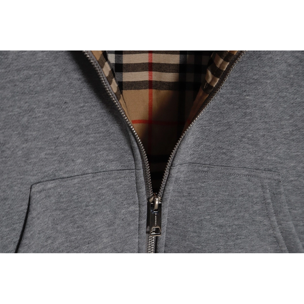 Burberry 23FW embroidered war horse plaid zipper jacket,Burberry Jacket,Jacket,APPAREL