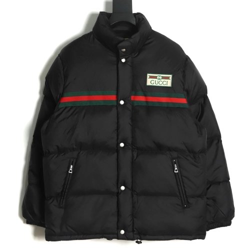 Gucci 22ss red and green webbing down jacket,Gucci Jacket,Jacket,APPAREL